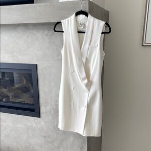 Haute Hippie Off-White Sleeveless Tuxedo Dress